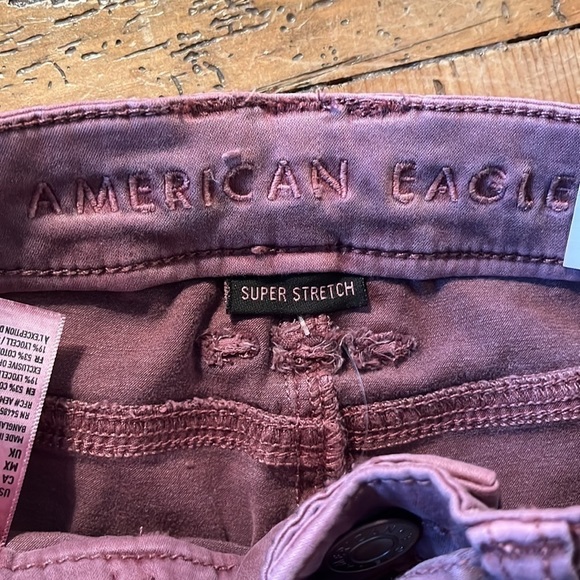 NWT American Eagle Hi Rise Belted Jegging Super Stretch Mauve 0 25W Short - Picture 10 of 12